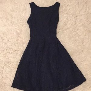 Lace, dark blue dress